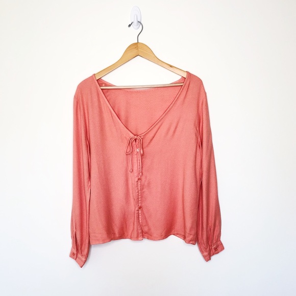 Anthropologie Tops - NWOT Cloth & Stone Pink Low Back Button Sleeved #E